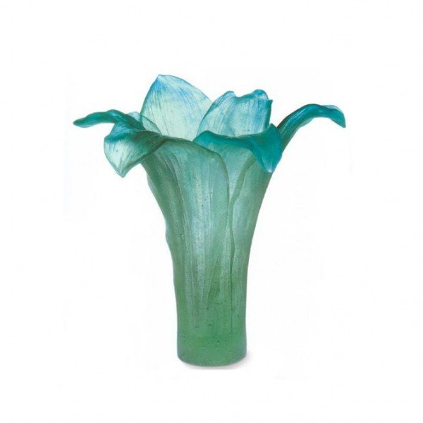 VASE TURQUOISE AMARYLLIS DAUM Vessiere Cristaux