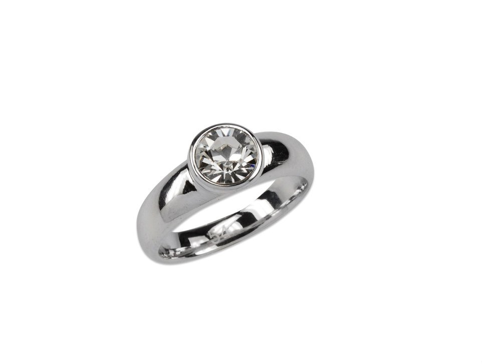 BAGUE SOLITAIRE CRISTAL ARGENT Vessiere Cristaux
