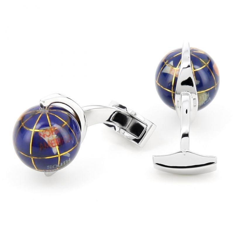 boutons-de-manchette-globe-bleu