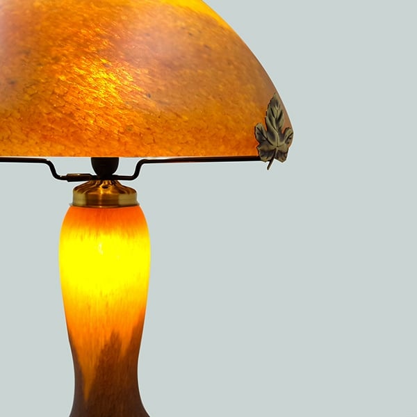 Lampe Champignon Pâte De Verre Orange