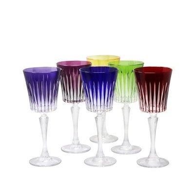 6 Verres Thé Cristal Couleur Timeless