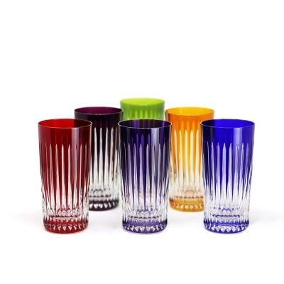 6 Verres Thé Cristal Couleur Timeless