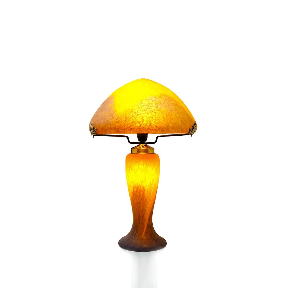 Lampe Champignon Pâte De Verre Orange