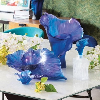 collection-arum-daum-france collection de coupe et vase Arum en pate de cristal Daum