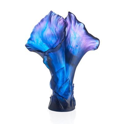 grand vase bleu arum en pate de cristal daum