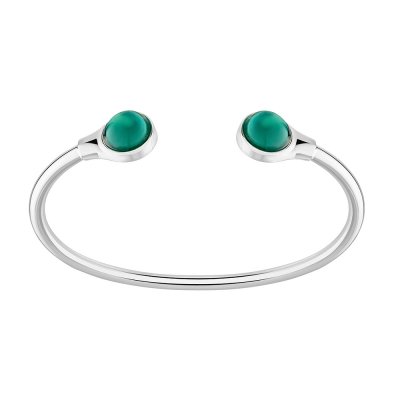 bracelet flexible cabochon en cristal vert lalique France