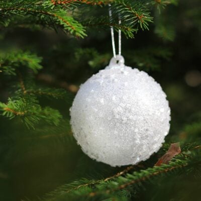 boule-de-noel-feerie-des-glaces boule de noel en verre blanc et paillette