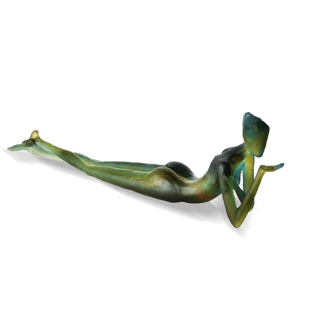Daum France premier amour sculpture femme nue en pâte de verre by Sylvie Mangaud 