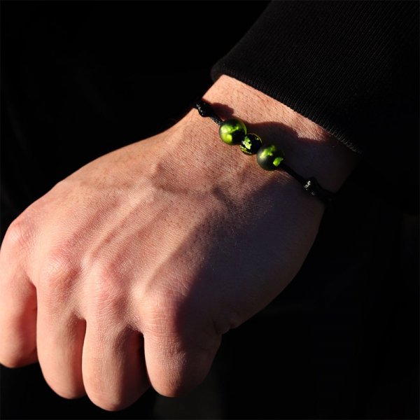 bracelet homme perles vertes michael vessiere