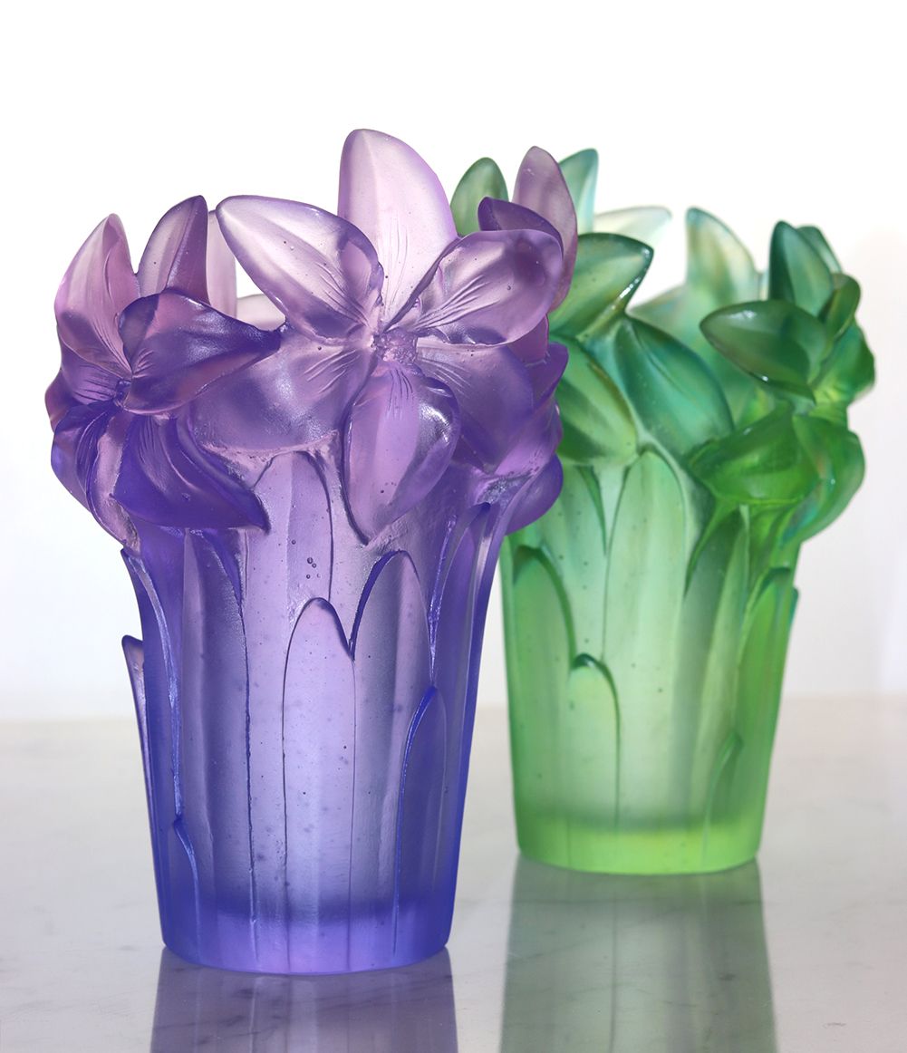 Vase Amaryllis Violet Daum France Vessiere Cristaux