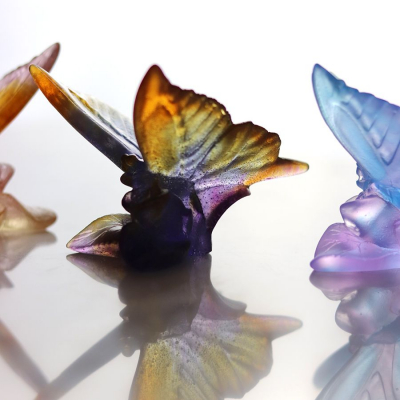 sculpture papillon en pate de cristal Daum France
