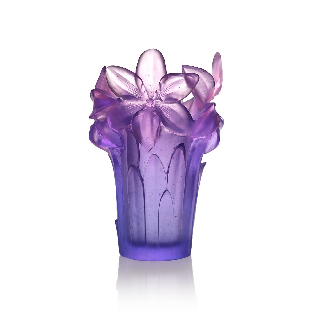 Vase Amaryllis Violet Daum France Vessiere Cristaux