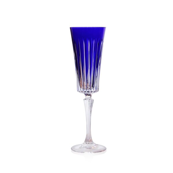 flute champagne en cristal bleu