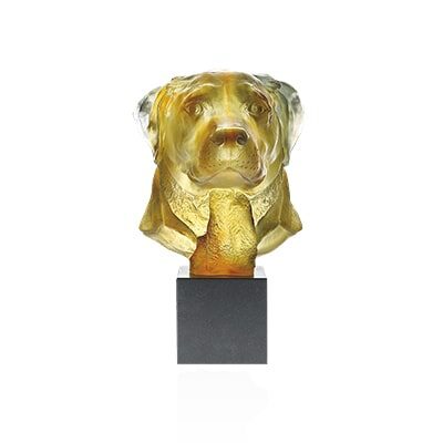 labrador-en-cristal-daum-leroy sculpture labrador en pate de cristal Daum France