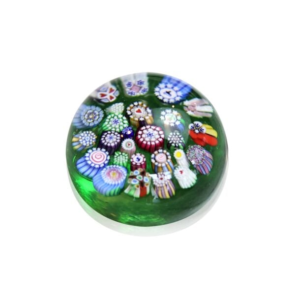 petit presse papier millefiori vert