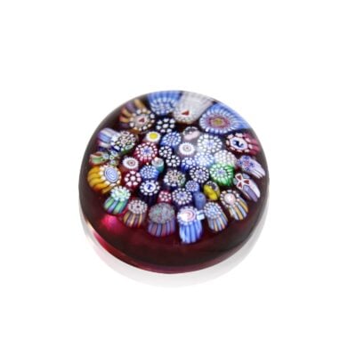 Boule décorative cristal millefiori Clichy Murano fleurs XXème siècle