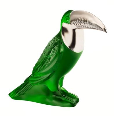 SCULPTURE-TOUCAN-VERT-TAMPON-PLATINE