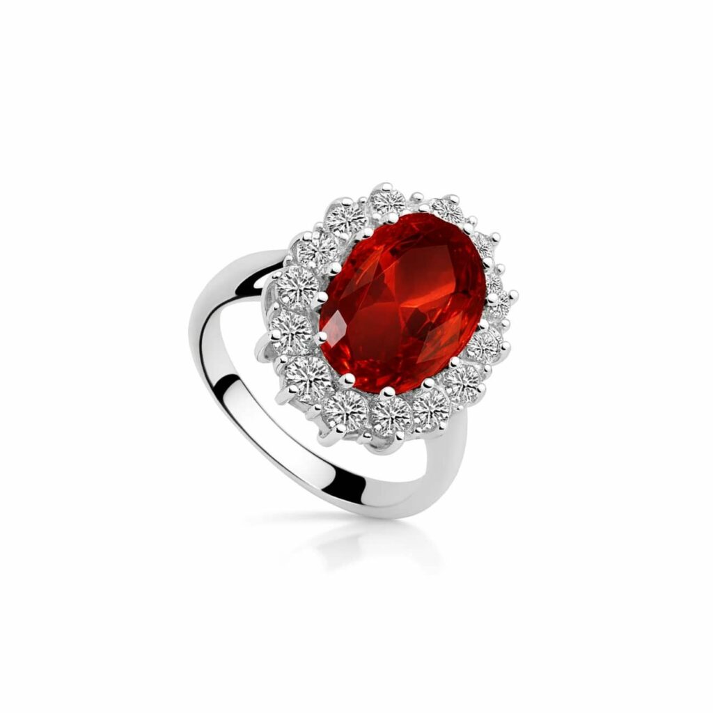 Bague Médaillon Royal Rouge Rubis Vessière Cristaux