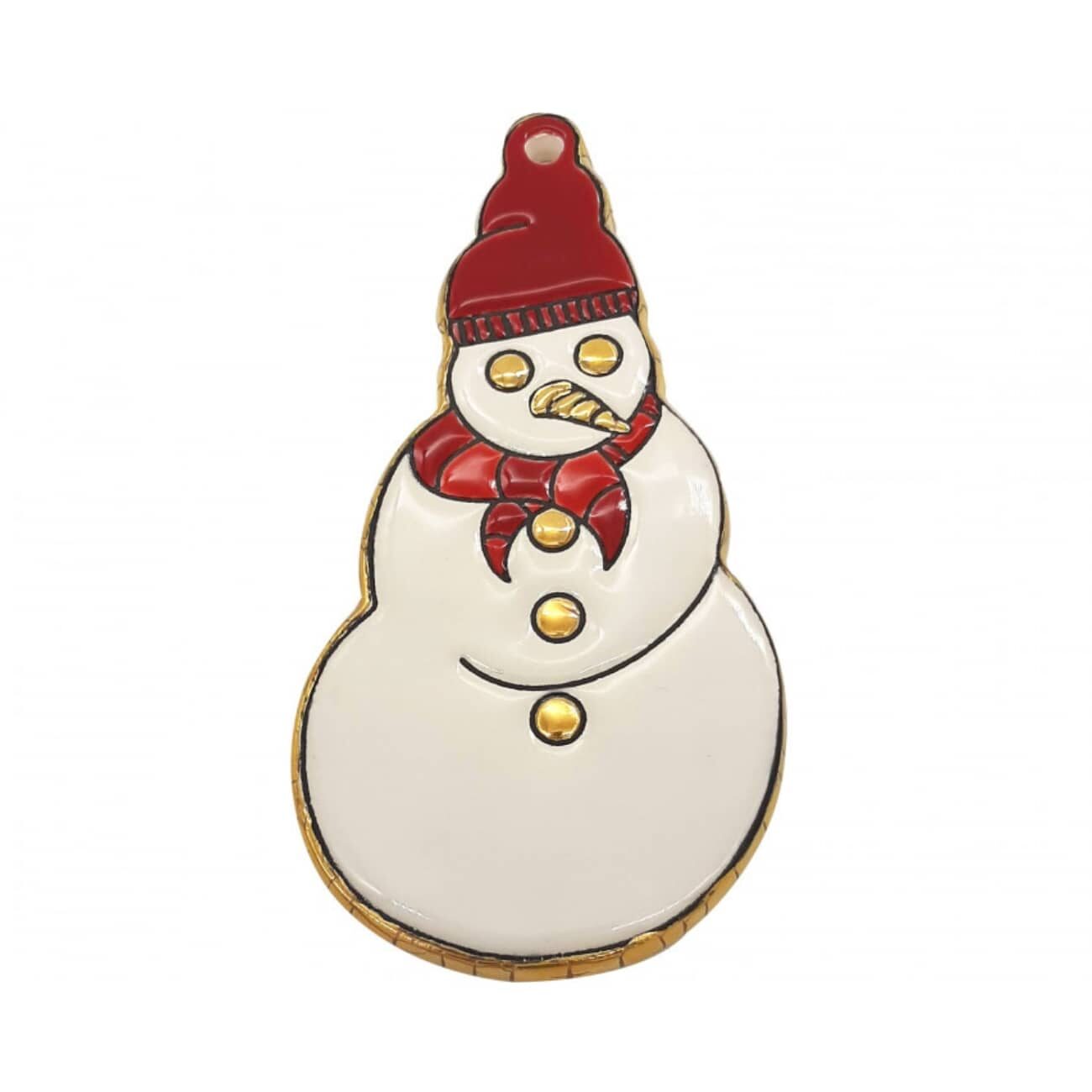 Snowman Christmas Ornament Émaux de Longwy 2 bonhomme-de-neige-longwy-rouge