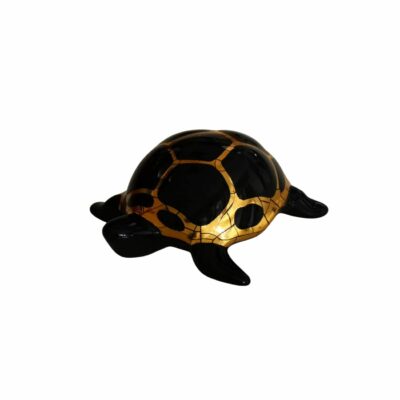 sculpture-tortue-faience-emaux-de-longwy-noir-et-or