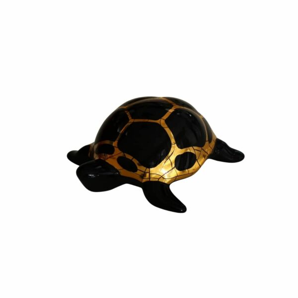 sculpture-tortue-faience-emaux-de-longwy-noir-et-or