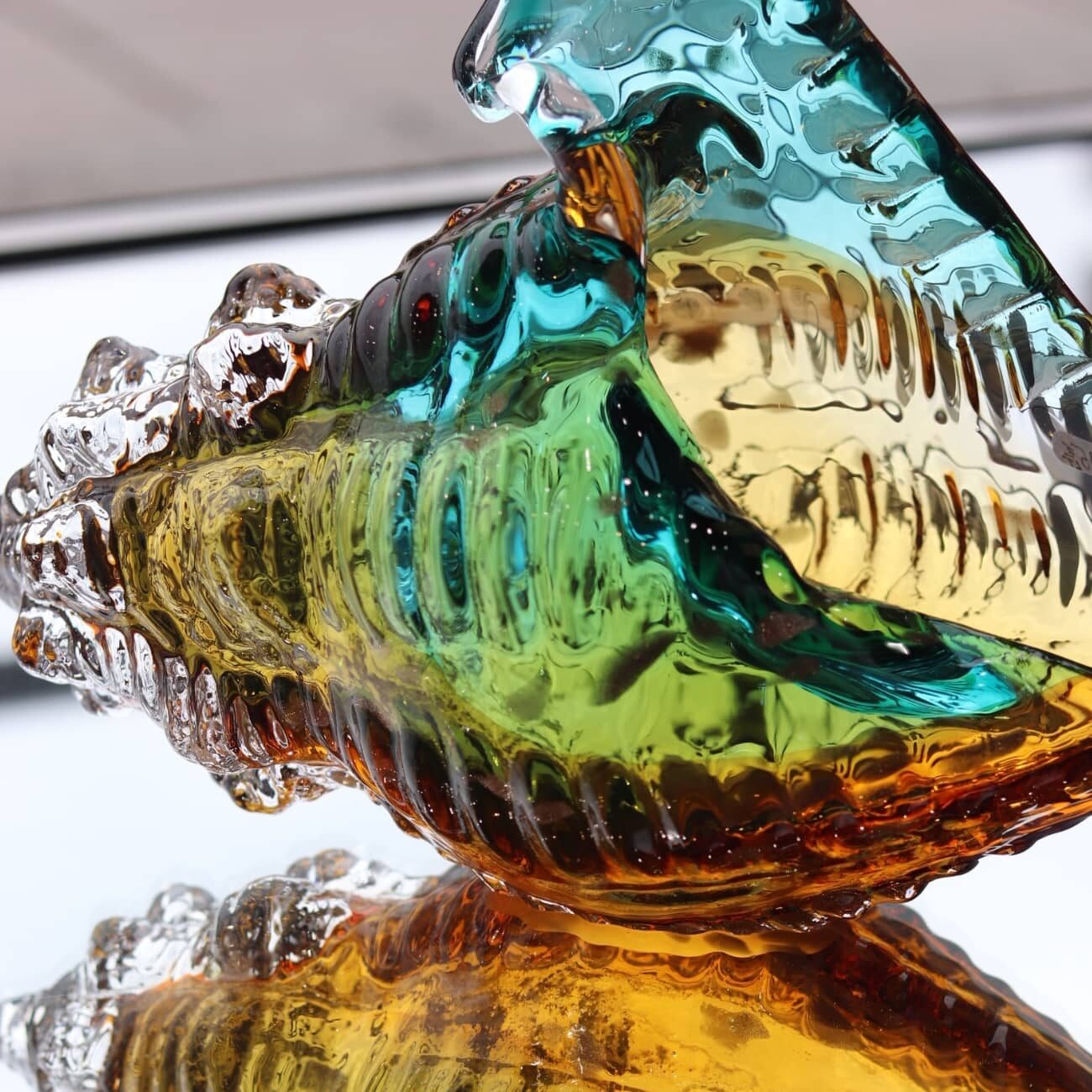 Large Turquoise conch shell sculpture 4 sculpture coquillage conque cristal 3